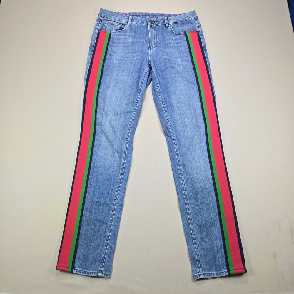 Rosner Masha 070 Jeans Candiani Denim Side Stripe Blue Red Green Womens 8 29x29